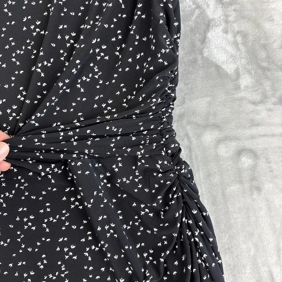 Lauren Ralph Lauren Cocktail Dress Women's 16‎ Black White Pattern Ruched (1283) - Picture 4 of 12